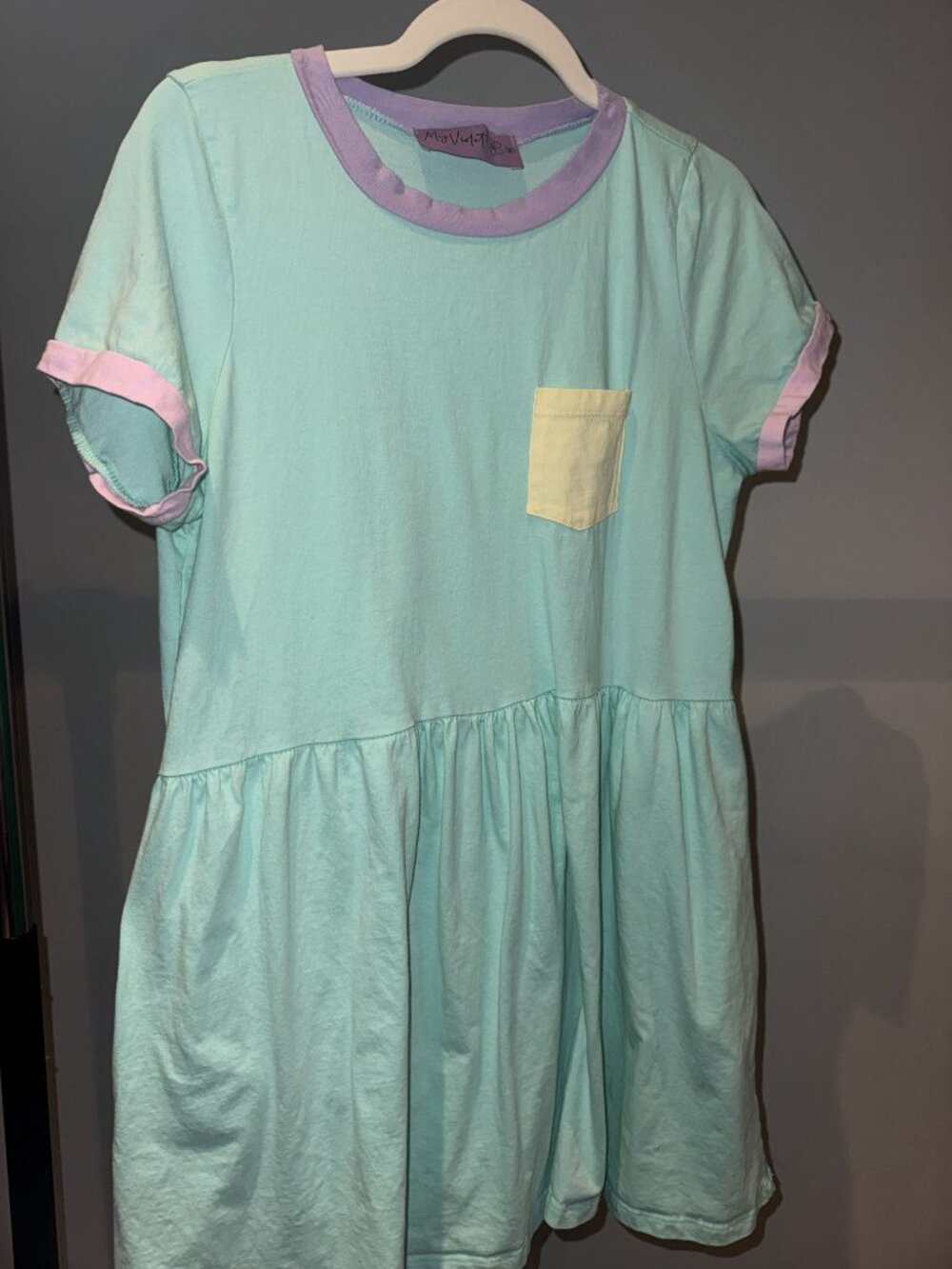 My Violet Cadoodle Mint Pastel Colorblock T-Shirt Dress Size M Pockets - Picture 7 of 7